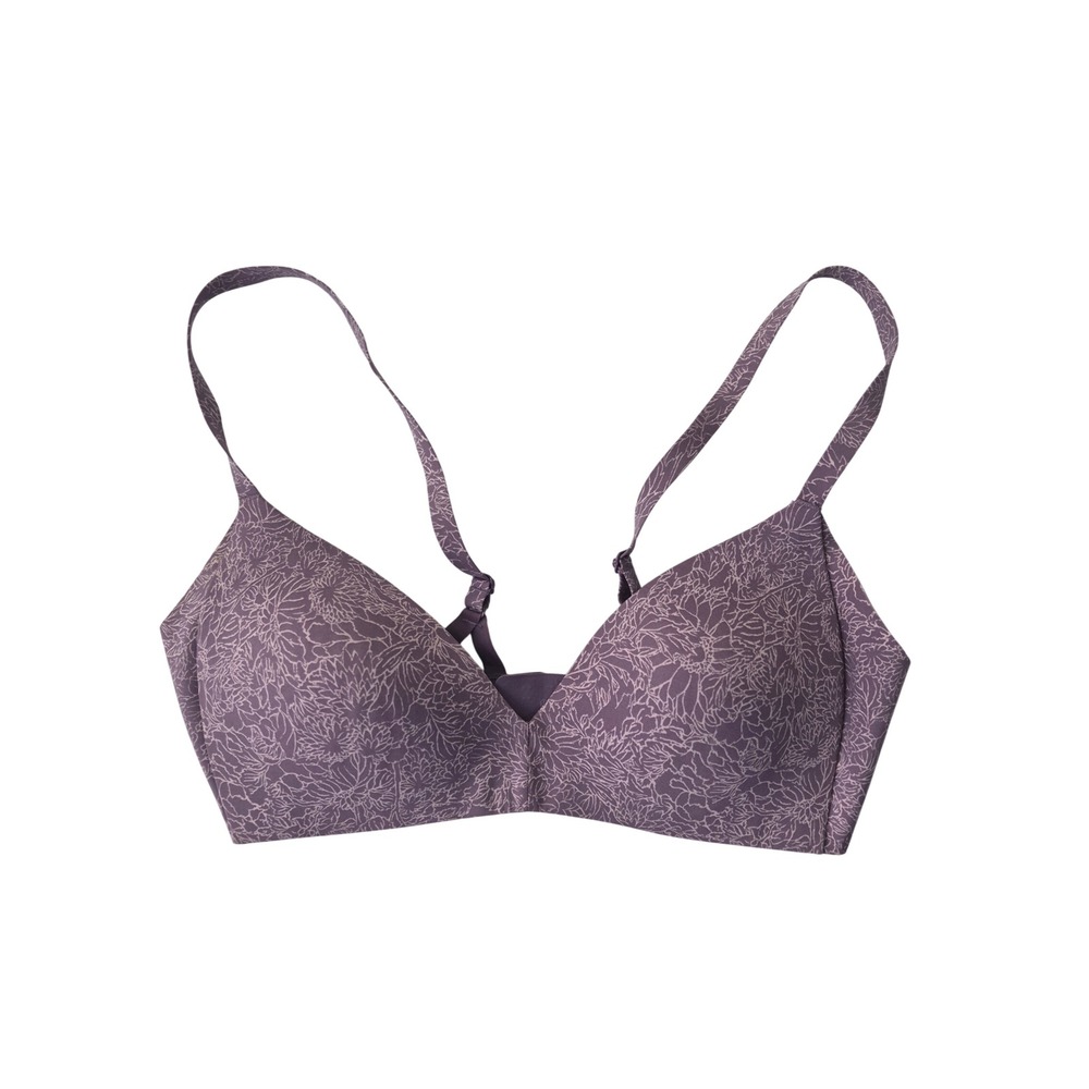Lululemon Like Nothing Bra 36C Purple Floral Wireless Molded Cup Everyday Bra